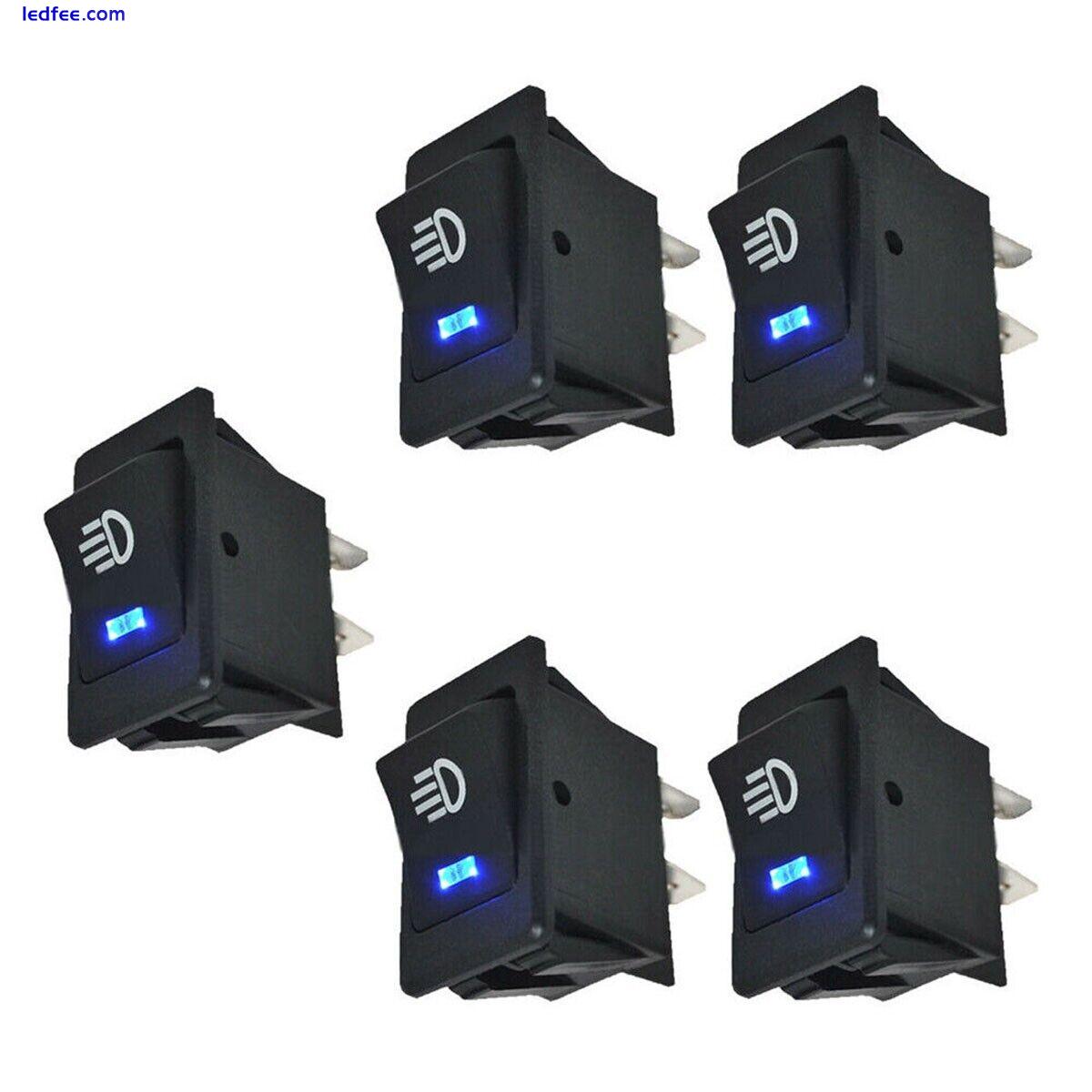 5x Car Interior Fog Light Rocker Toggle Switch Blue LED Dashboard Accessories 1 