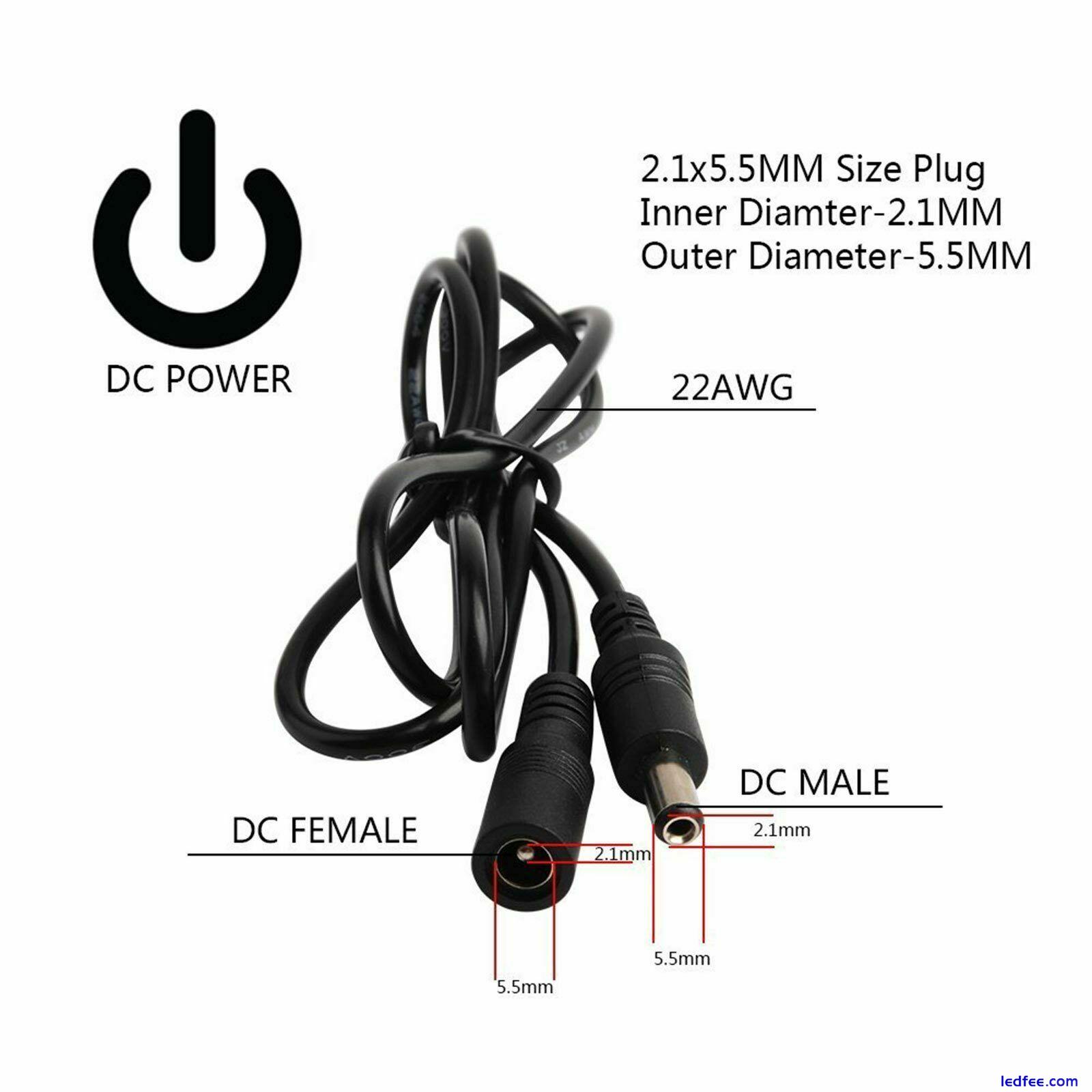 5 Meter 12V DC Power Supply Extension Cable for CCTV Camera/DVR/LED strips Etc 2 