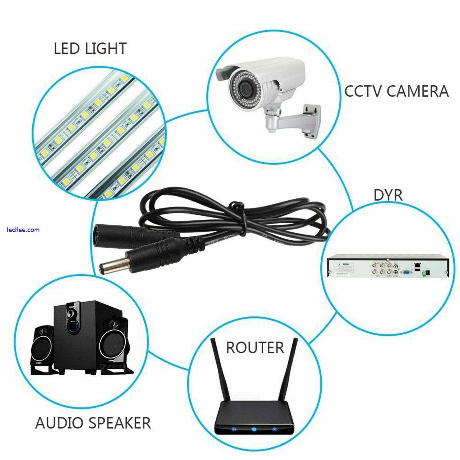 5 Meter 12V DC Power Supply Extension Cable for CCTV Camera/DVR/LED strips Etc 3 