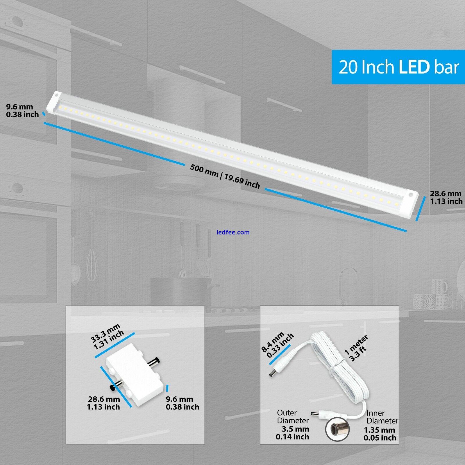 EShine White Finish LED Cabinet Lighting Bar Panel with Accessories NO IR Sensor 5 