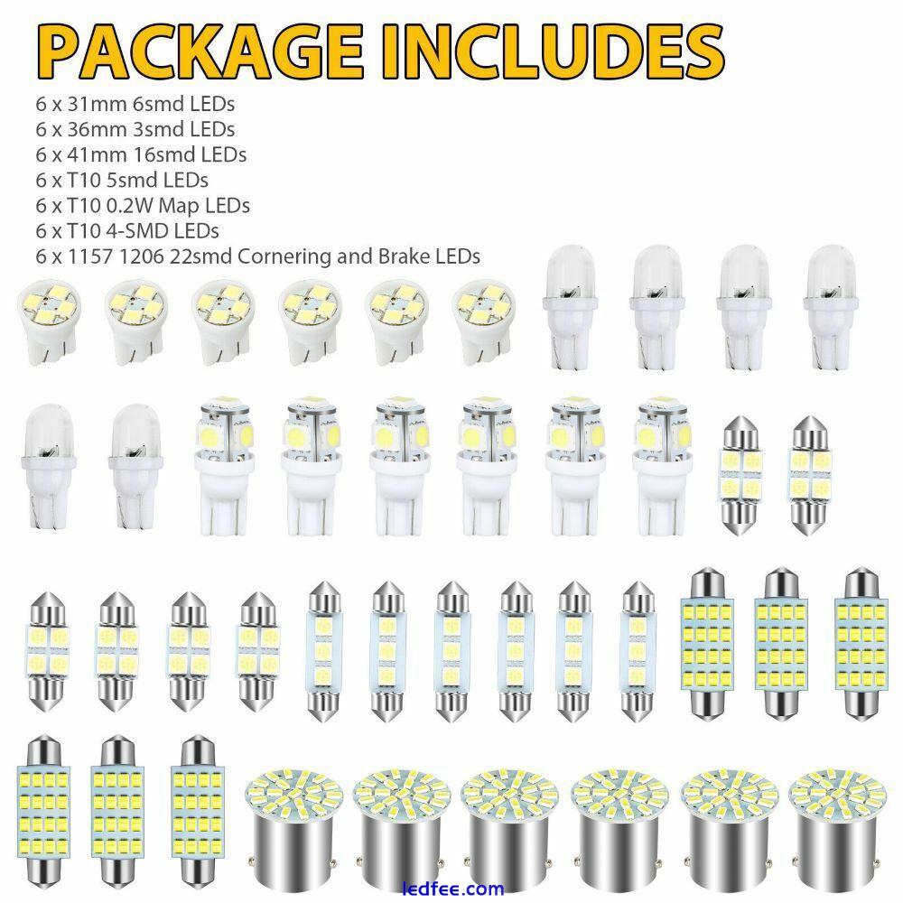42Pcs Car Interior Combo LED Map Dome Door Trunk License Plate Light Bulbs White 0 