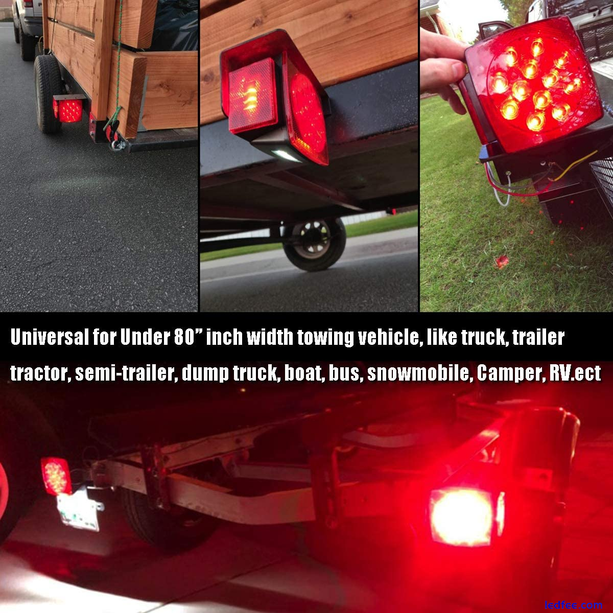 Waterproof Square LED Trailer Light Kit Utility Trailer Accessories Camper Truck 0 
