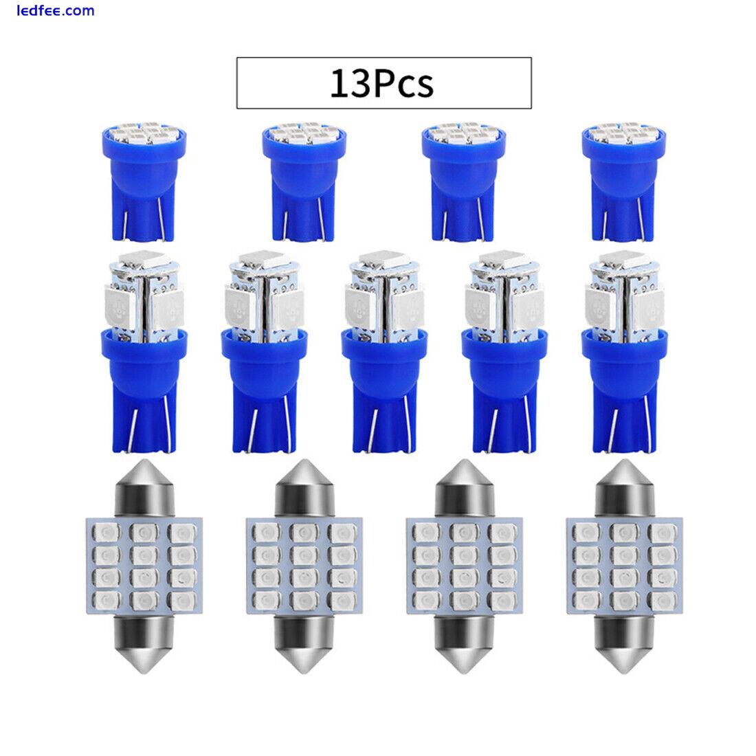 13Pcs Car Interior LED Lights Dome License Plate Lamp 12V Kit Accessories Blue 2 