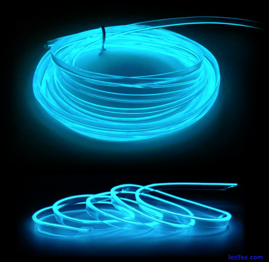 5M Neon LED Lights Glow EL Wire String Strip Rope Tube Car Interior Decor Car 3 