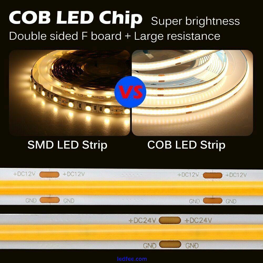 COB LED Strip Light Flexible Tape Lights Home DIY High Density Lighting 12V 24V 1 