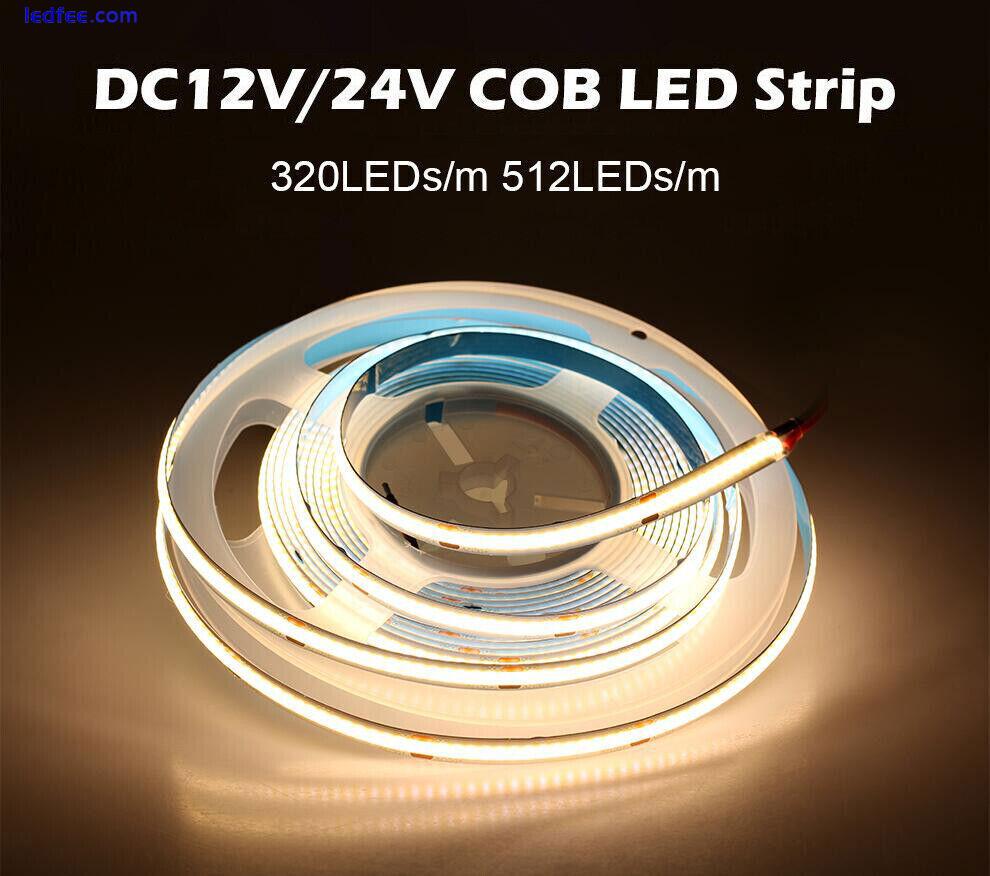 COB LED Strip Light Flexible Tape Lights Home DIY High Density Lighting 12V 24V 4 