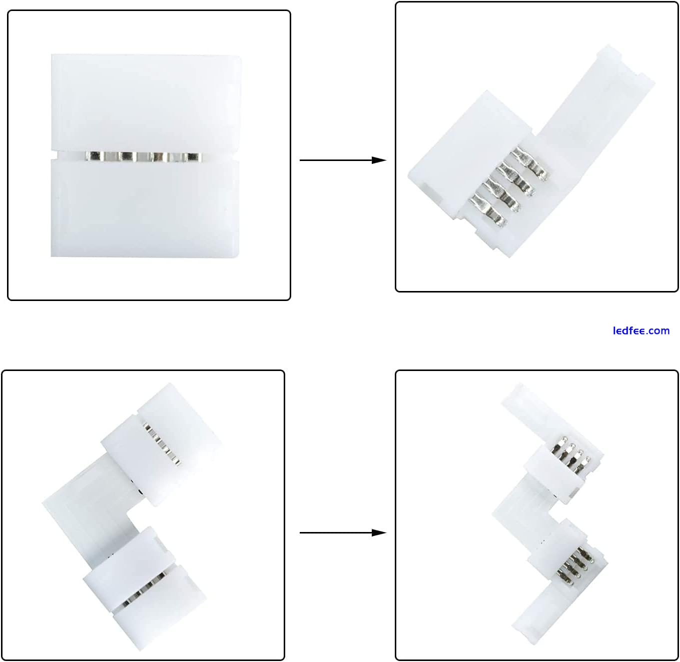 5050 4Pin 10Mm LED Strip Connector Kit, Solderless Led Strip Accessories,Connect 4 