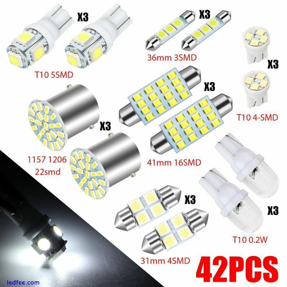 42× Car Interior Combo LED Map Dome Door Trunk License Plate Light Bulbs White 0 