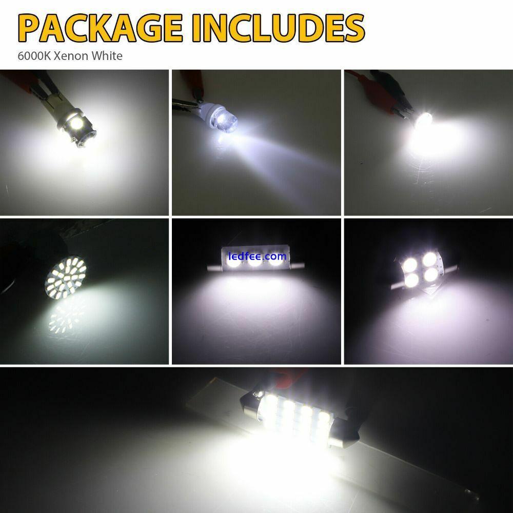 42× Car Interior Combo LED Map Dome Door Trunk License Plate Light Bulbs White 3 
