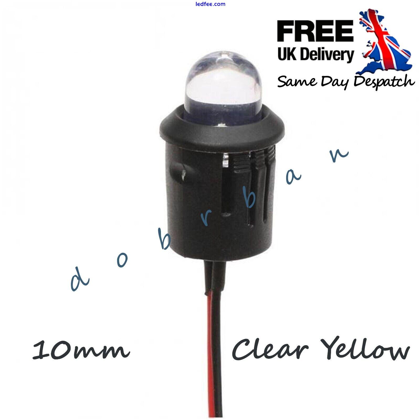 10mm 12V Ultra-Bright Prewired Clear LED Various Colours & Plastic Black Holder 2 