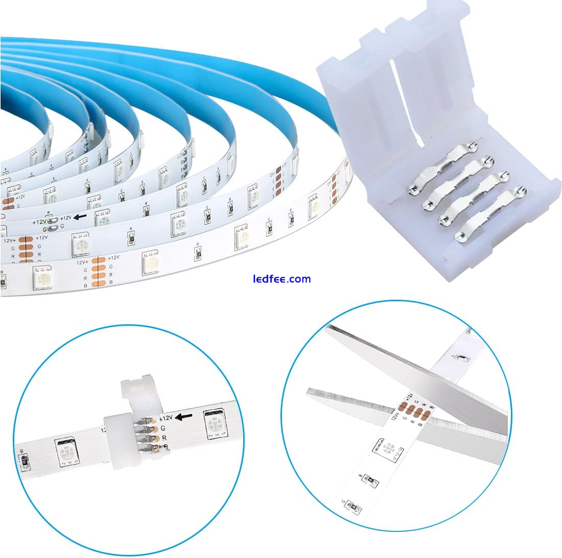 10 Packs 4 Pin LED Light Strip Connectors, 10Mm Unwired Connector Accessories fo 1 