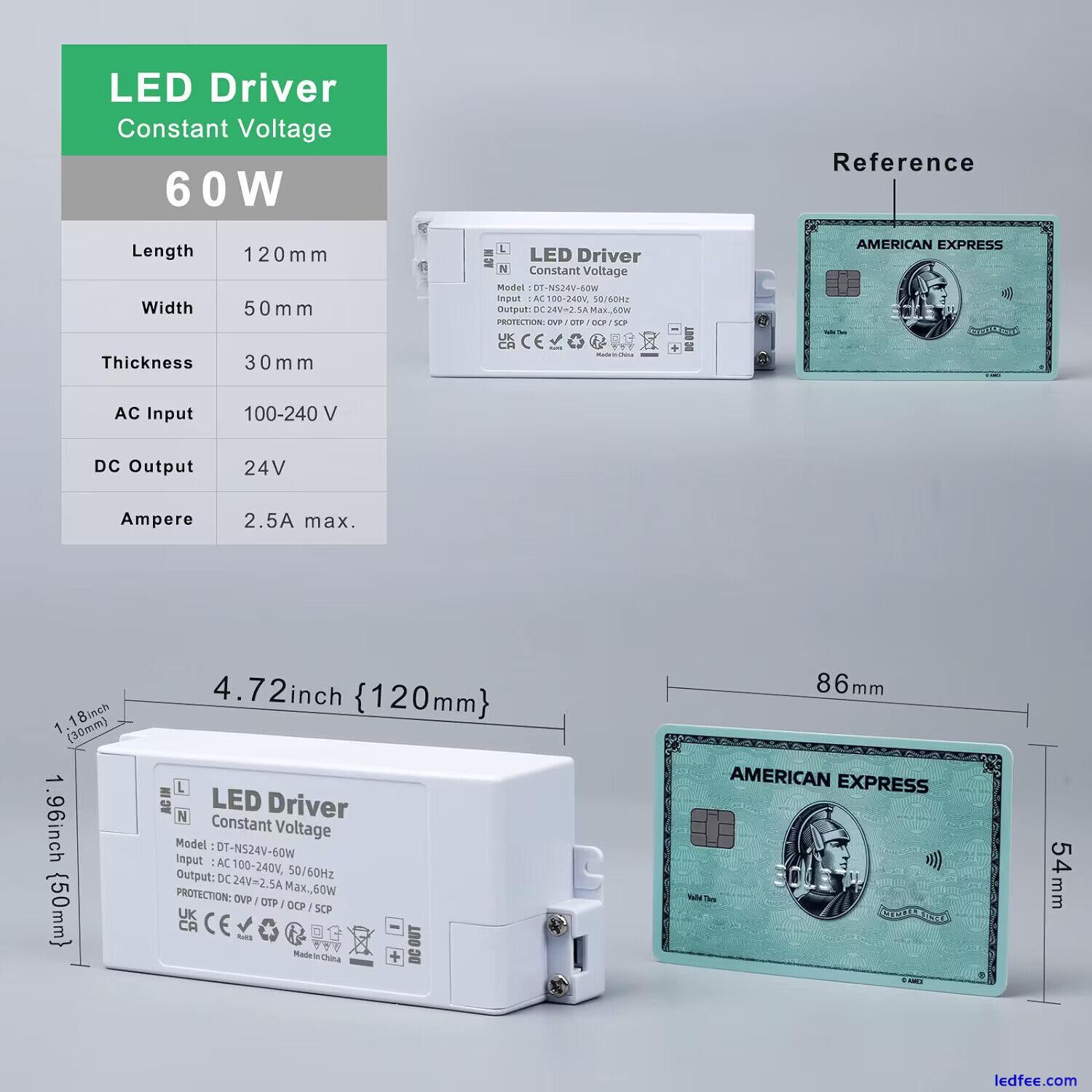 REYLAX 24V LED Driver Transformer 60W 2.5A, LED DC Power Supply, 240 to 24 Volt 0 