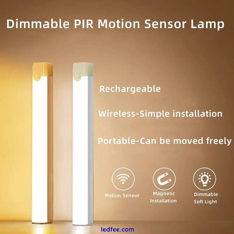 Wireless LED PIR Motion Sensor Light Strip Cabinet Lamp Closet USB Rechargeable 3 