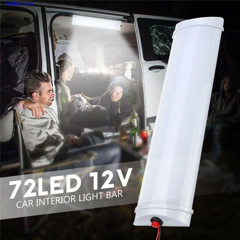 2X 72 LED 12V Interior Lights Strip Bar Car Van Bus Caravan 12Volt ON OFF Switch 5 