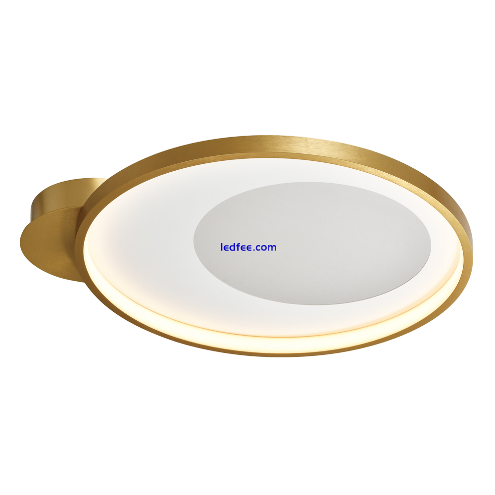 Modern Brushed Gold Low Energy LED Ceiling Light with Inner Opal White Acryli... 0 