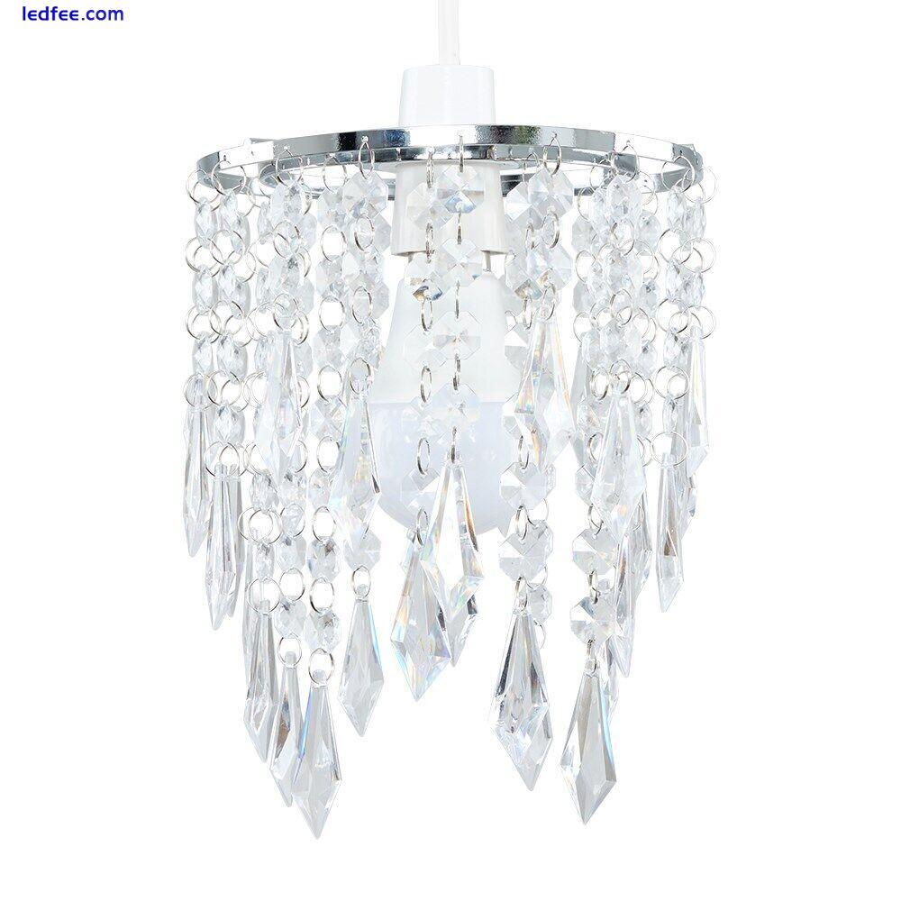 Ceiling Pendant Light Shade Easy Fit Lampshade Jewel Acrylic Droplets Crystal  2 