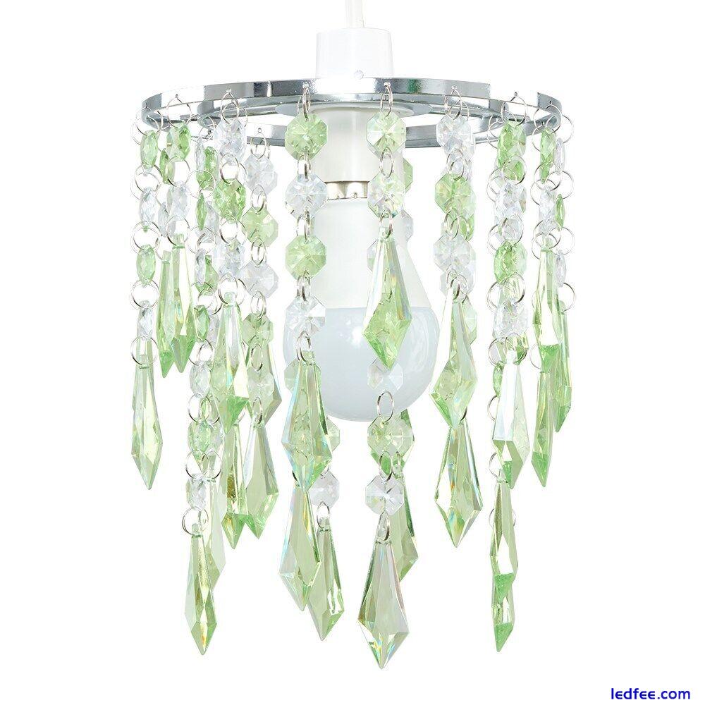 Ceiling Pendant Light Shade Easy Fit Lampshade Jewel Acrylic Droplets Crystal  4 
