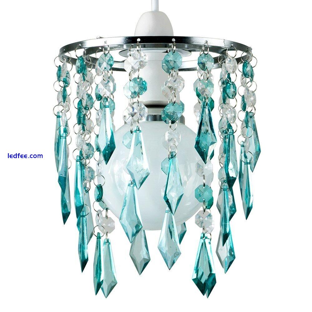 Ceiling Pendant Light Shade Easy Fit Lampshade Jewel Acrylic Droplets Crystal  1 