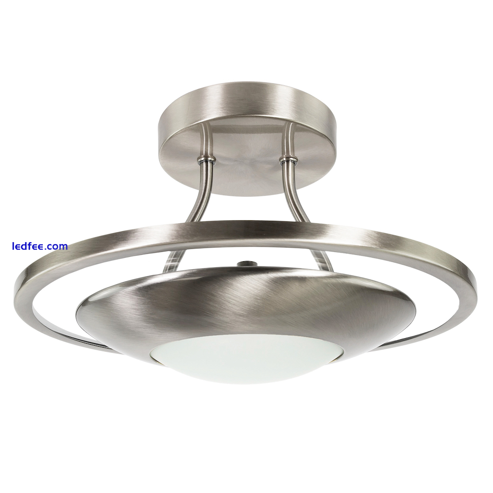 Modernistic Semi Flush Eco Friendly LED Ceiling Light Fitting in Satin Nickel... 5 