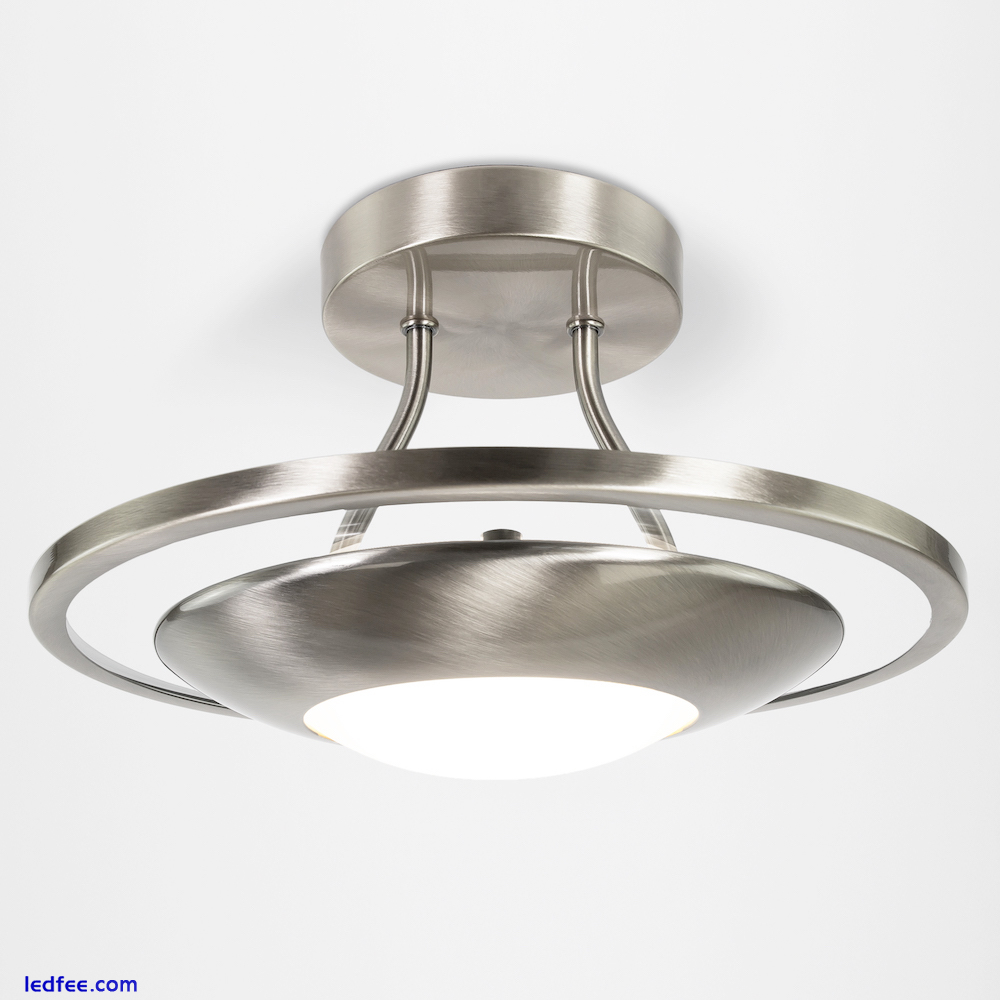 Modernistic Semi Flush Eco Friendly LED Ceiling Light Fitting in Satin Nickel... 2 