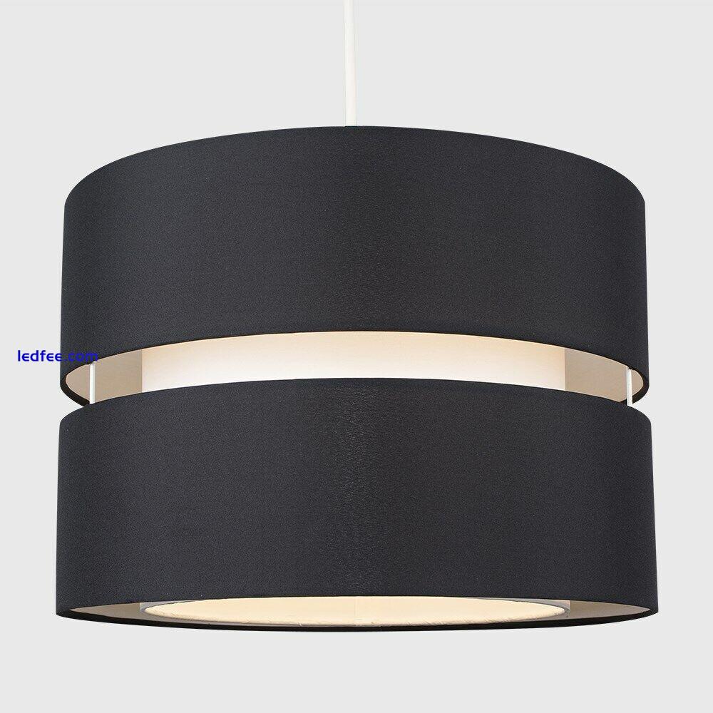 Ceiling Light Shade Easy Fit Large Dual Drum Pendant Living Room Lampshade LED 3 