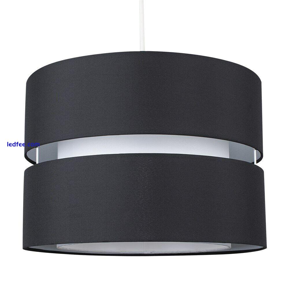 Ceiling Light Shade Easy Fit Large Dual Drum Pendant Living Room Lampshade LED 1 