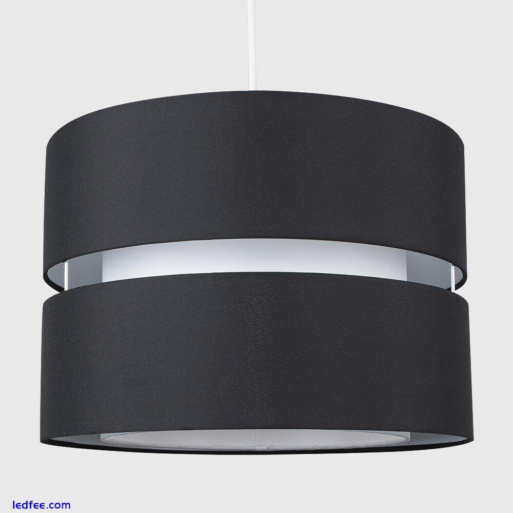 Ceiling Light Shade Easy Fit Large Dual Drum Pendant Living Room Lampshade LED 2 