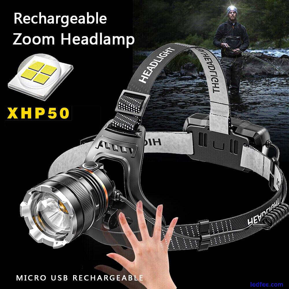 Waterproof LED Induction Headlamp Rechargeable Zoom Head Torch Fishing Head Lamp 0 