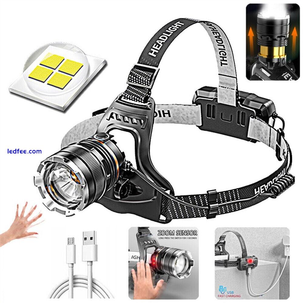 Waterproof LED Induction Headlamp Rechargeable Zoom Head Torch Fishing Head Lamp 1 