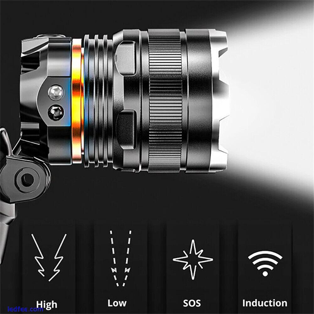 Waterproof LED Induction Headlamp Rechargeable Zoom Head Torch Fishing Head Lamp 5 