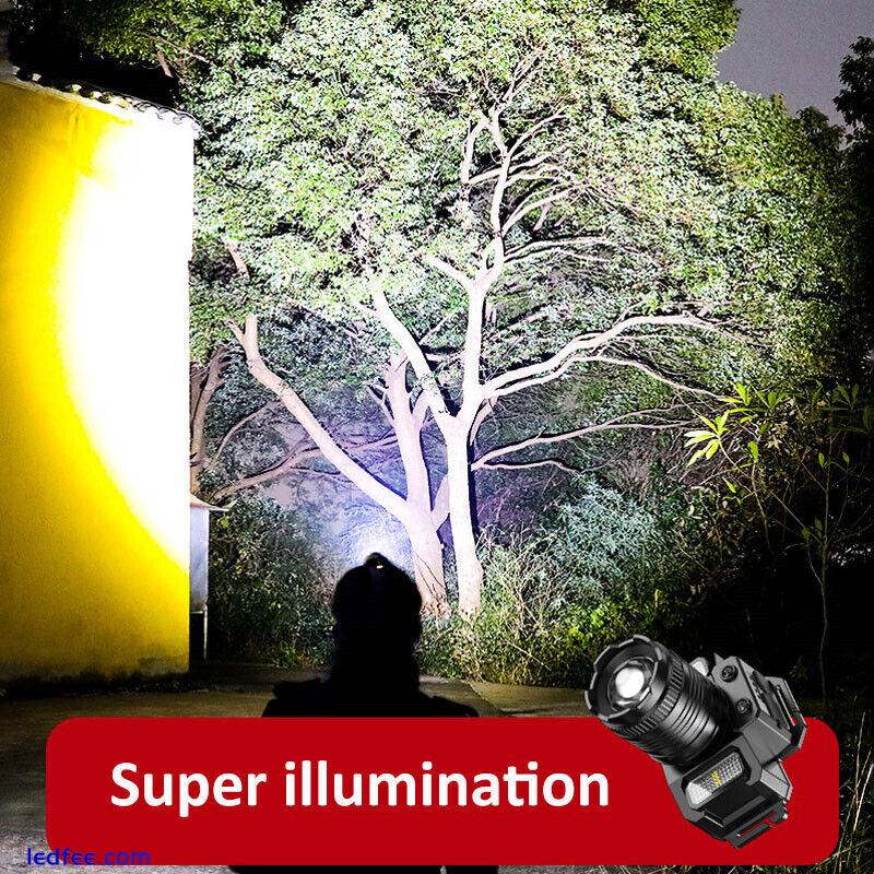 Super Bright COB LED Headlamp Headlight Zoom Head Torch Rechargeable Waterproof 0 