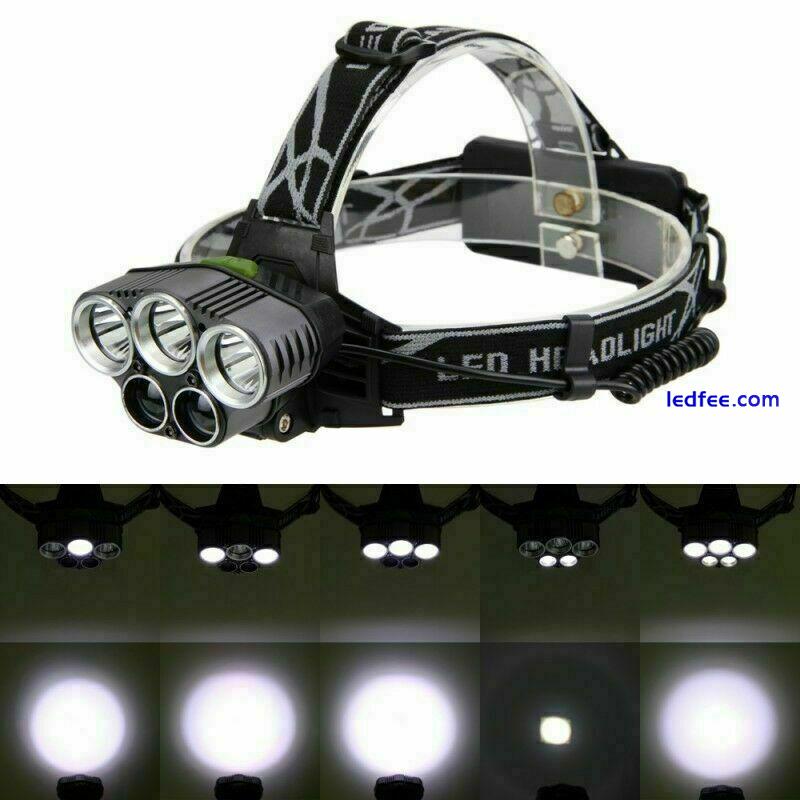50000LM LED Headlamp 5 Head      Headlight Flashlight USB Torch Light 4 