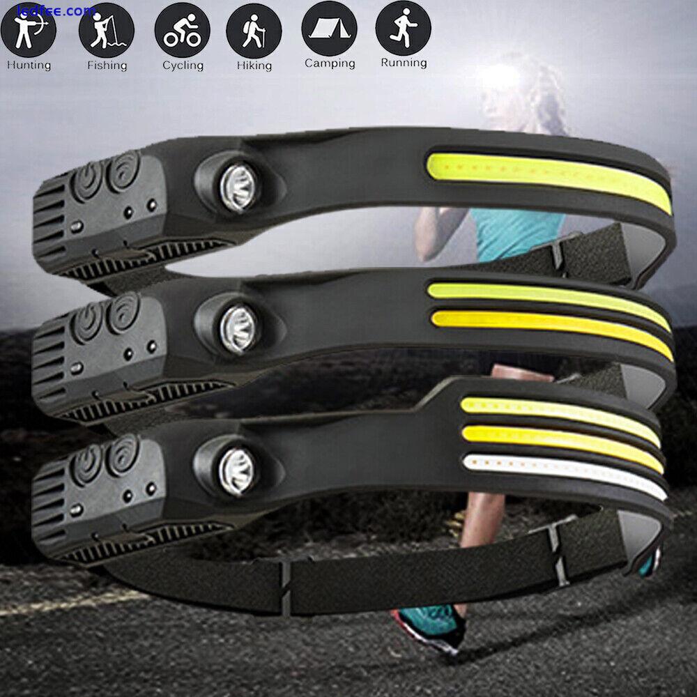 COB LED Headlamp USB Rechargeable Headlight Torch Work Light Bar Head Band Lamps 1 