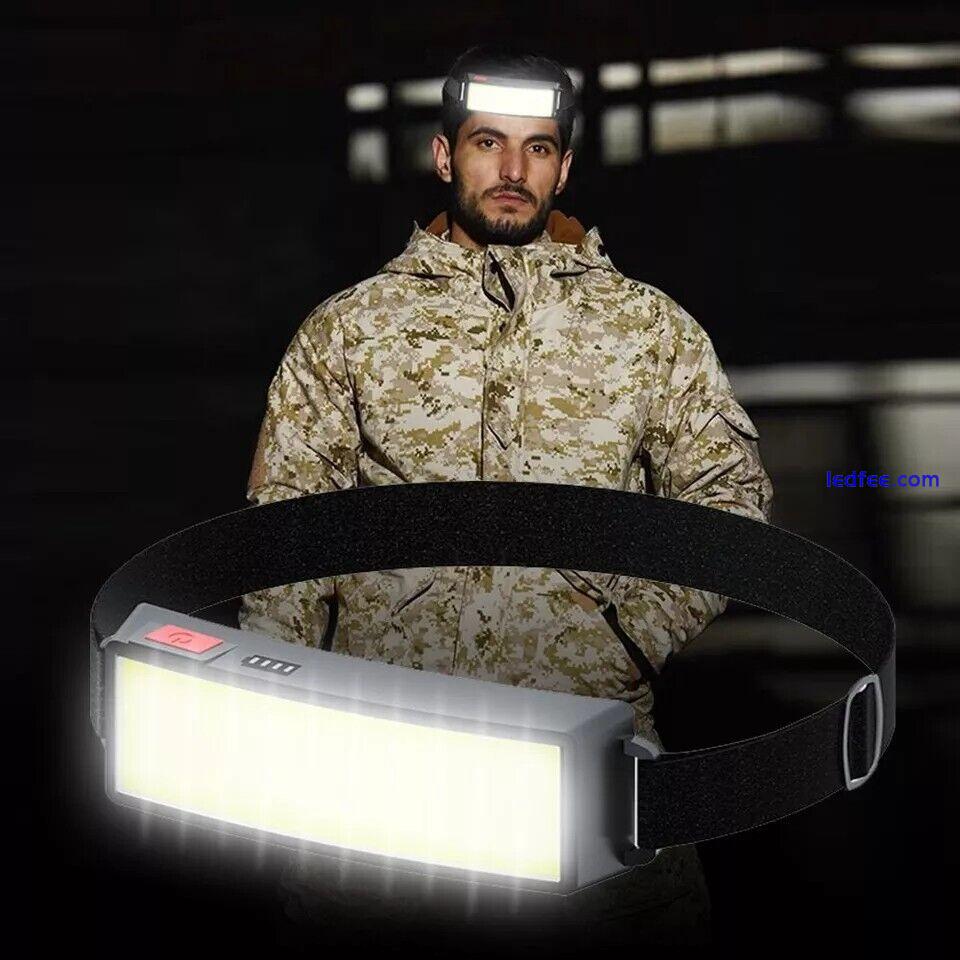 Waterproof COB Headlamp Night Buddy LED Motion Sensor Head Torch Headlight UK 1 