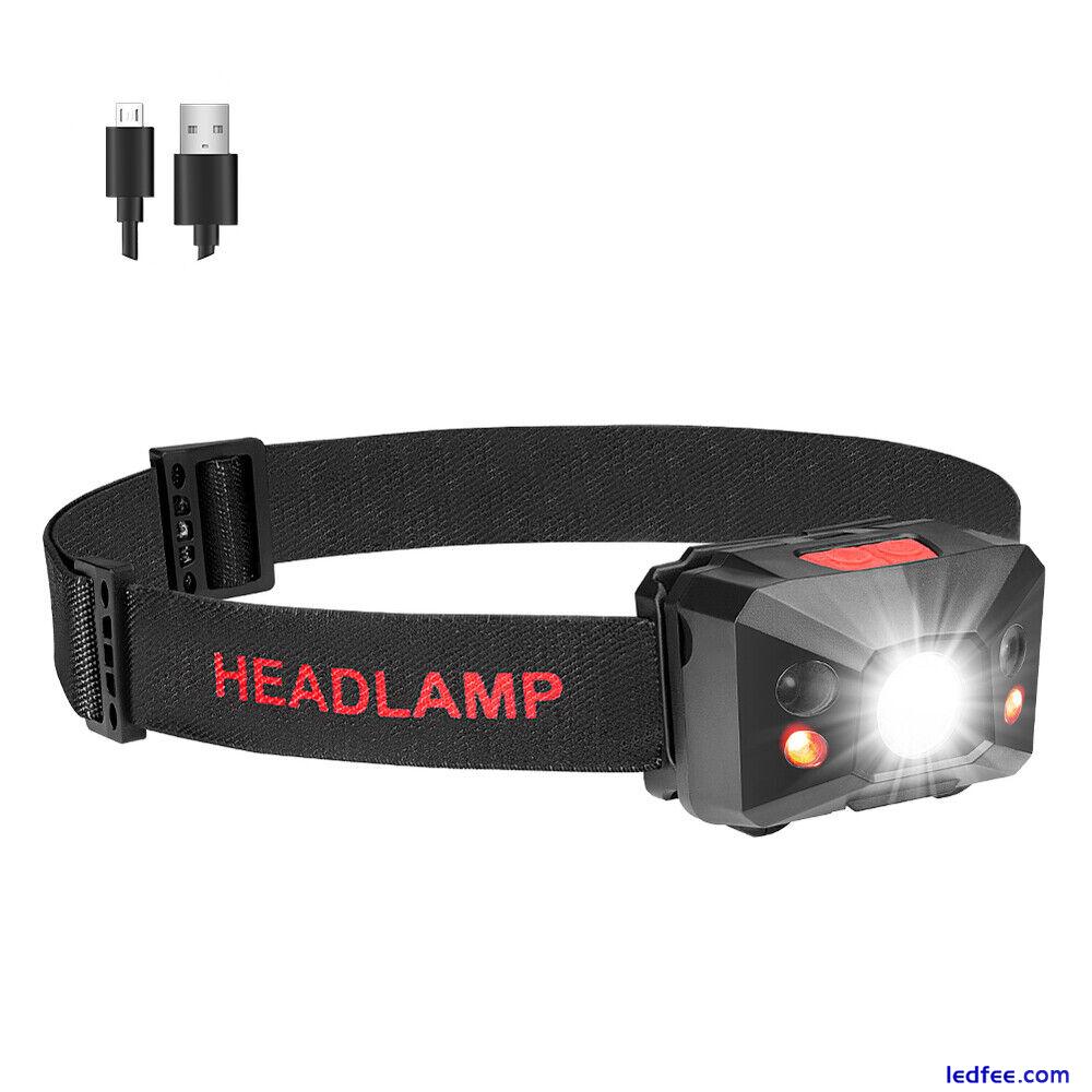 Waterproof Head Torch Headlight LED USB Rechargeable Headlamp Camping Light 0 