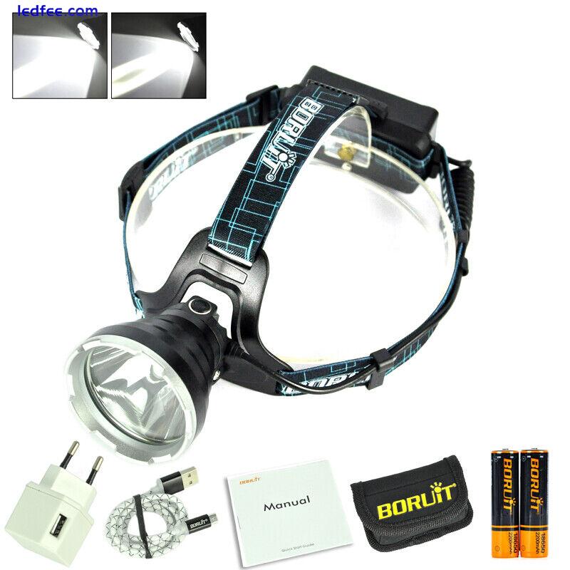 BORUIT LED Headlamp Head Torch USB Rechargeable Camping Lamp Light Waterproof 5 