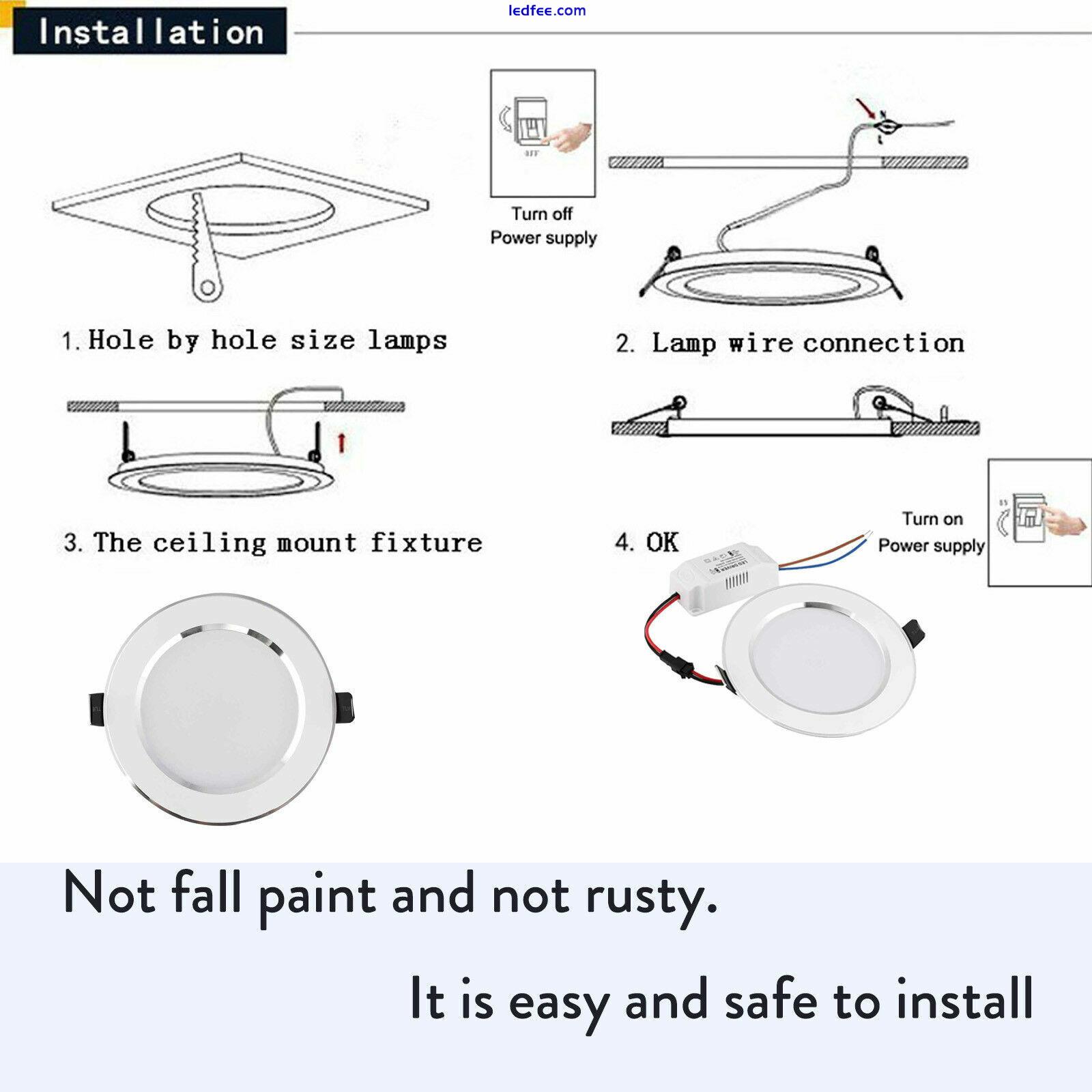 Dimmable LED Panel Ceiling Light Downlight Recessed 3W 5W 7W 9W 12W 15W 18W Lamp 1 