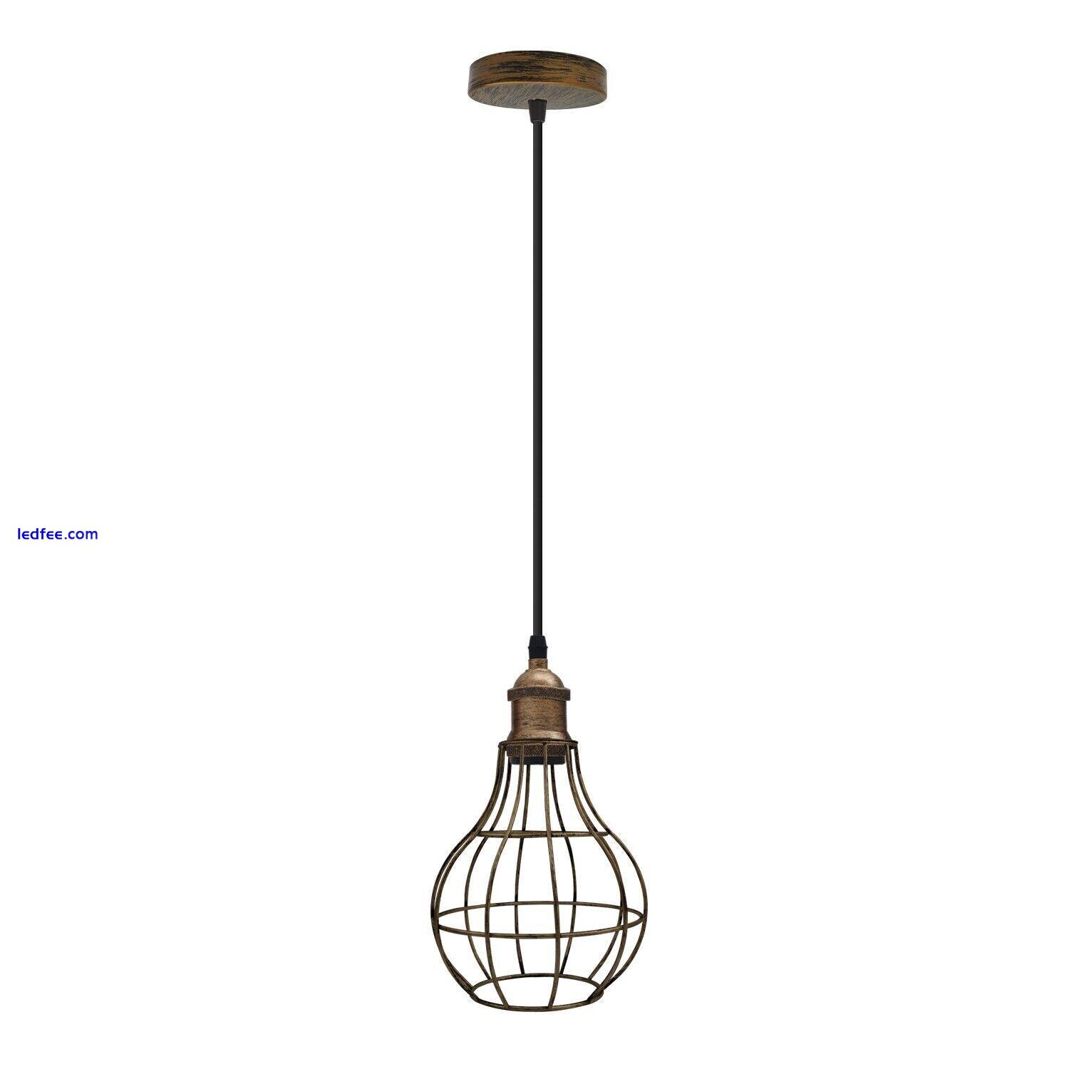 Modern Vintage Industrial Retro Loft Cage Metal Ceiling Lamp Shade Pendant Light 4 