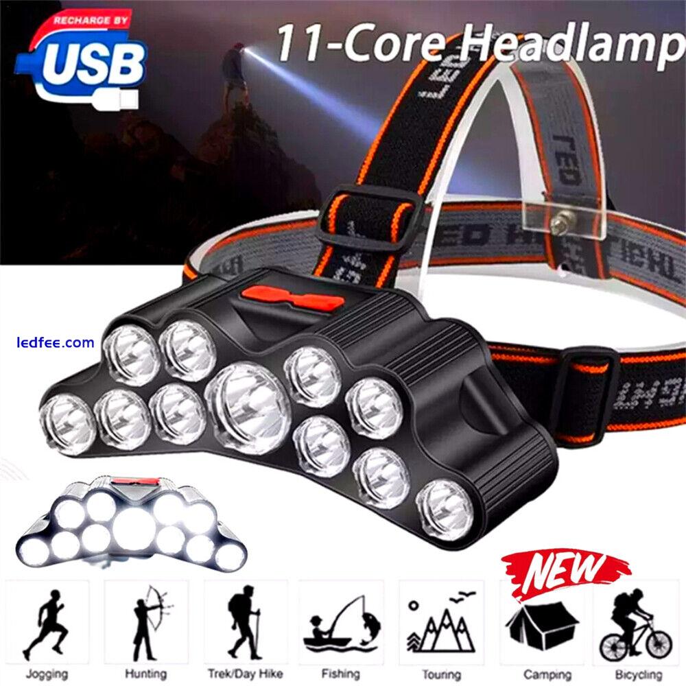 1/2x LED Headlamp Torch Light 900000LM Head Band Camping Hiking USB Rechargeable 0 