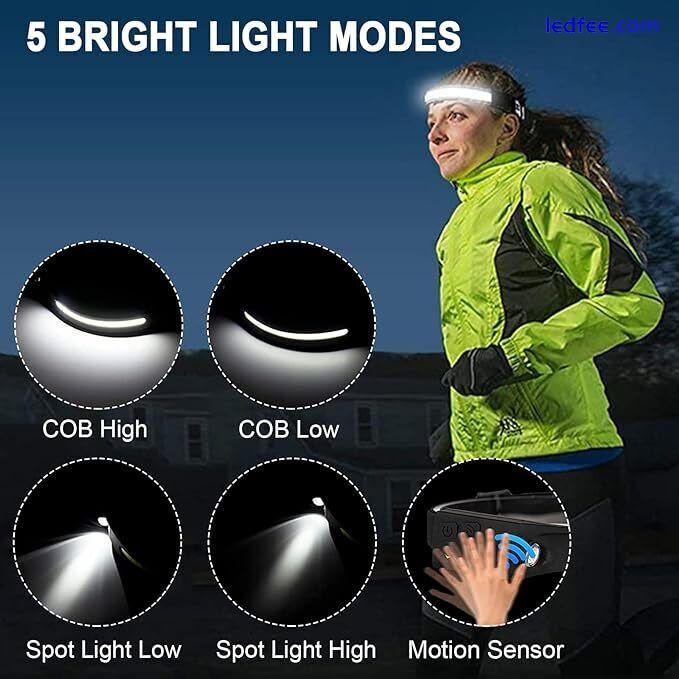 COB LED Headlamp USB Rechargeable Headlight Torch Work Light Bar Head Band Lamp 1 