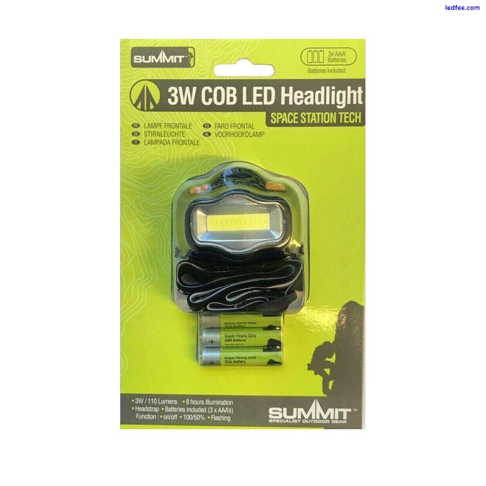COB LED Head Torch Headlight 120 Lumens IP54 Camping Outdoor Emergency Headlamp 3 