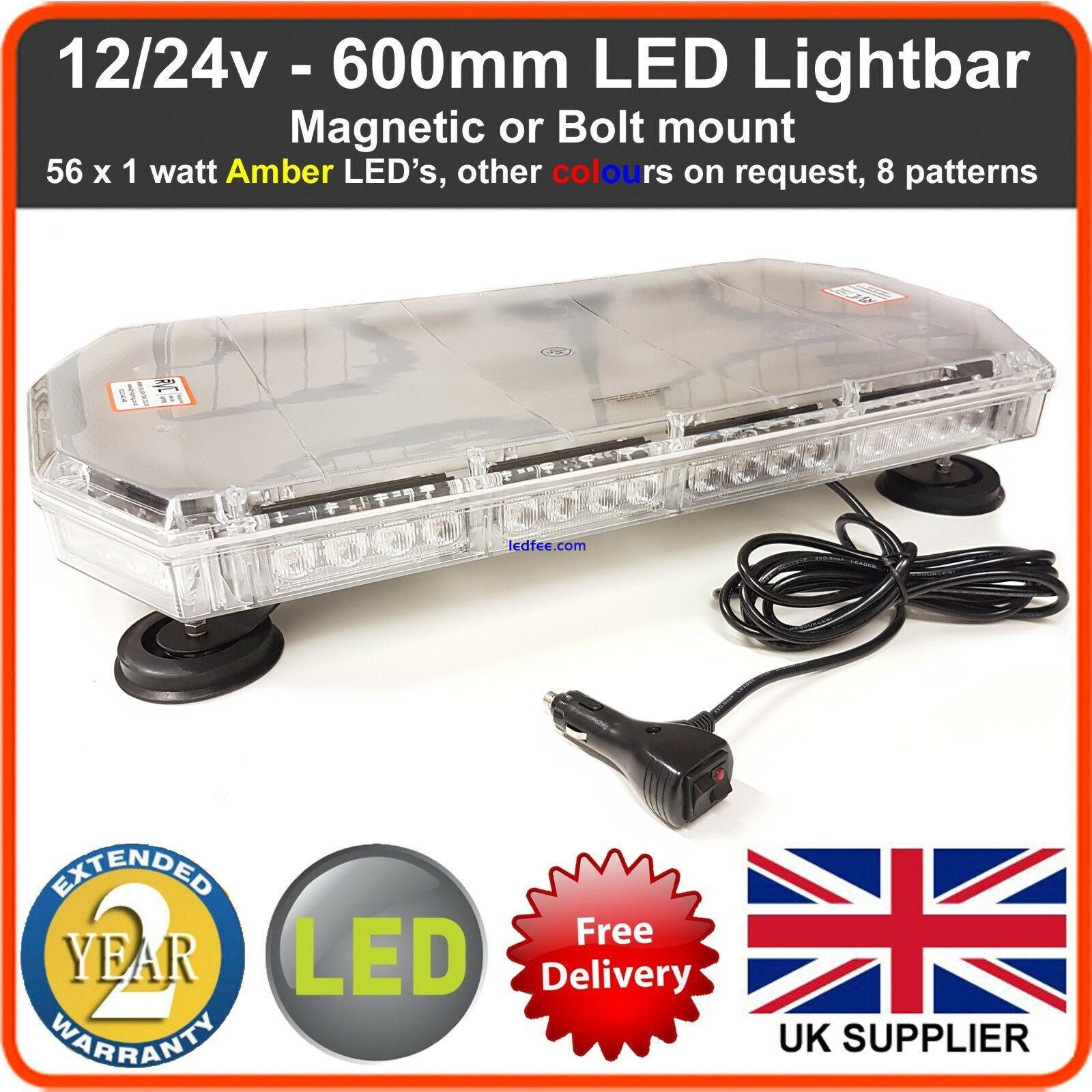 Amber LED Recovery Light bar 600mm 12/24v Flashing Beacon Truck Light Strobes 0 