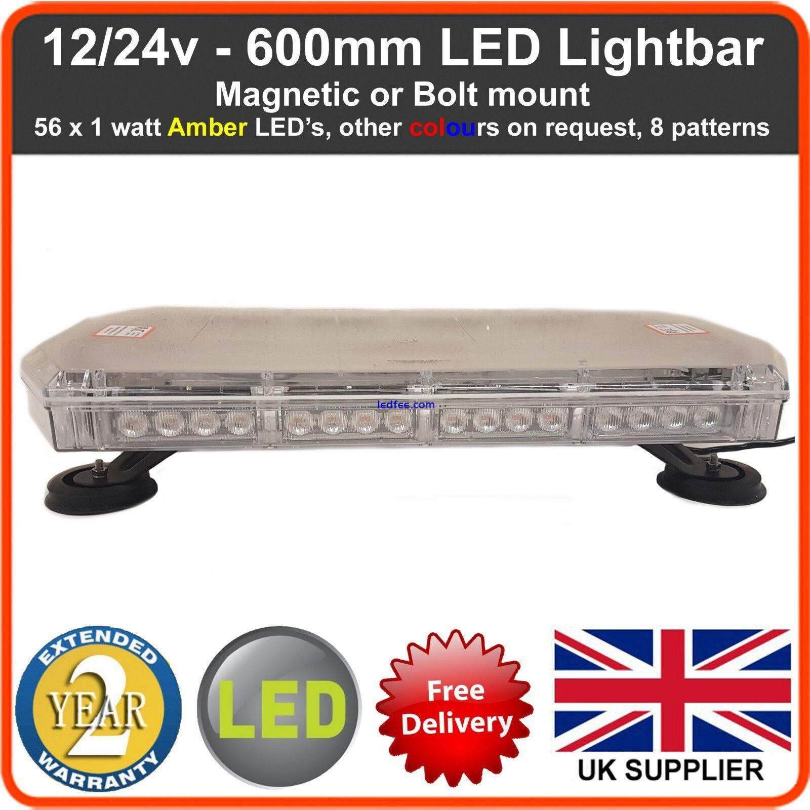 Amber LED Recovery Light bar 600mm 12/24v Flashing Beacon Truck Light Strobes 3 