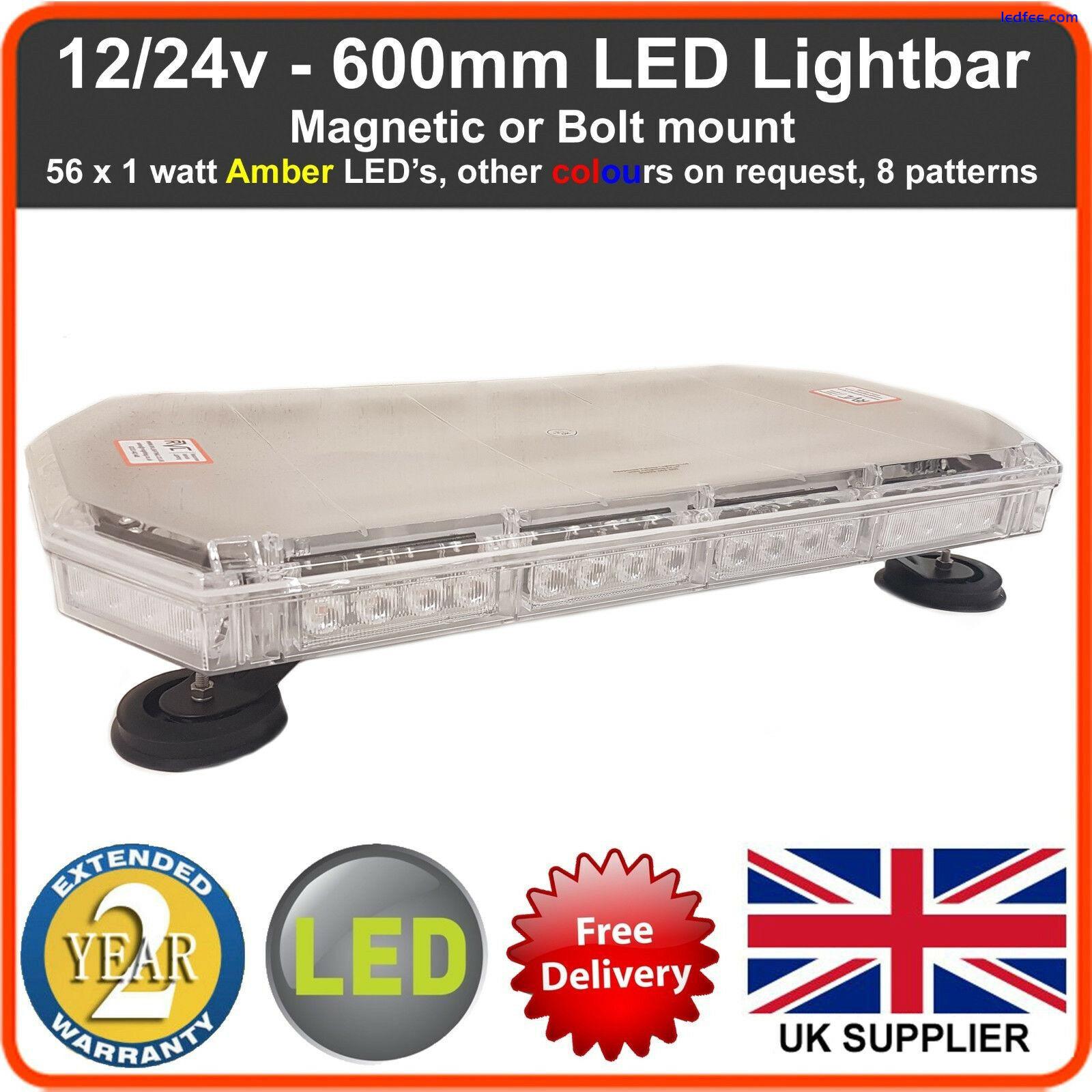 Amber LED Recovery Light bar 600mm 12/24v Flashing Beacon Truck Light Strobes 2 