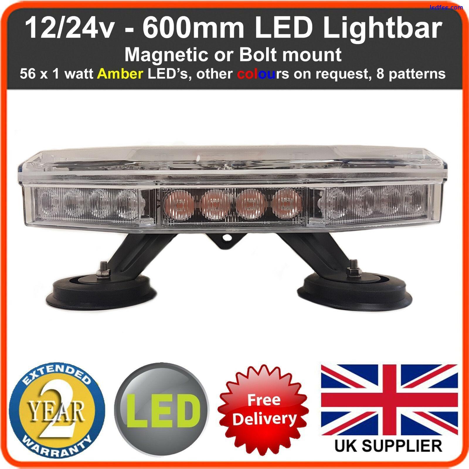 Amber LED Recovery Light bar 600mm 12/24v Flashing Beacon Truck Light Strobes 5 
