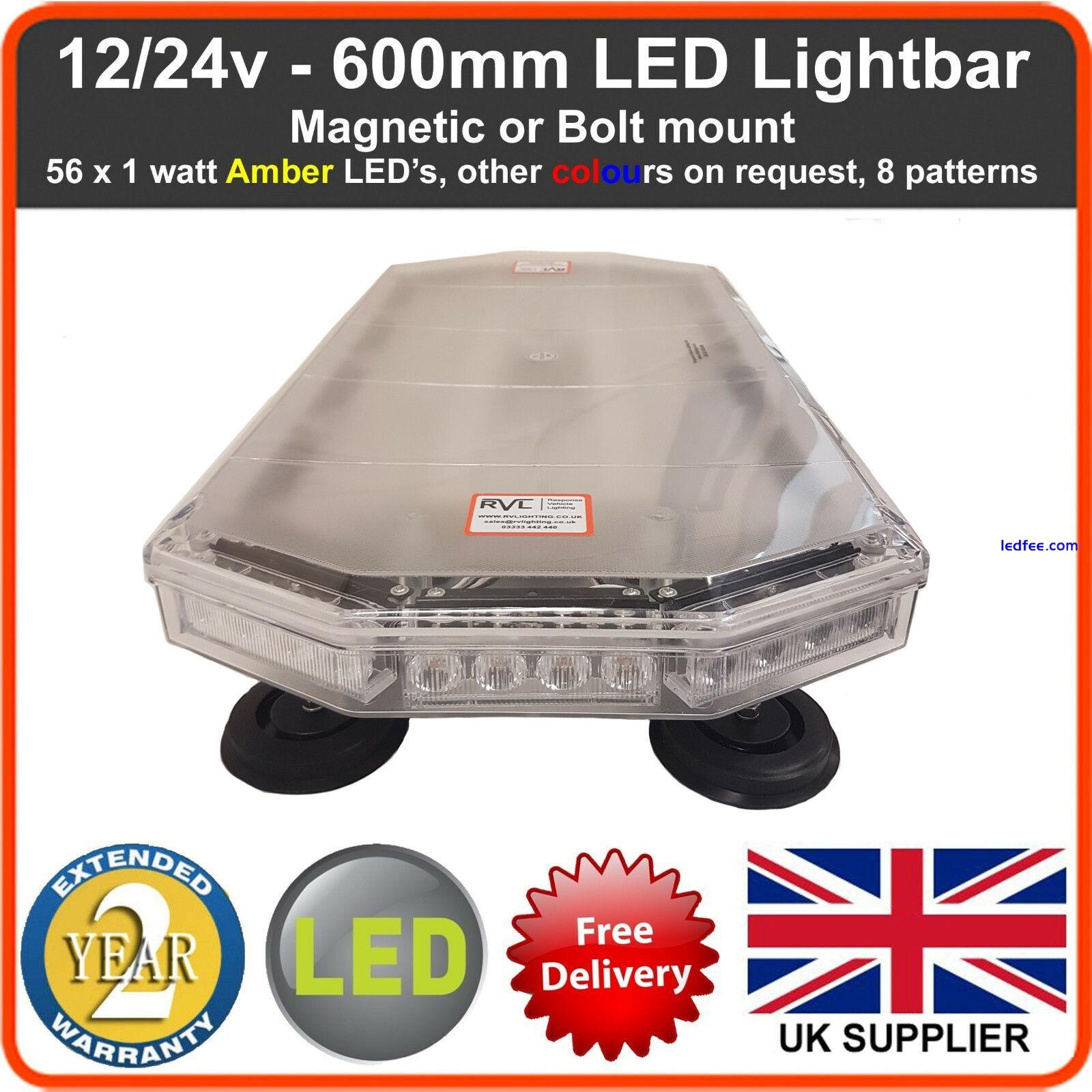 Amber LED Recovery Light bar 600mm 12/24v Flashing Beacon Truck Light Strobes 4 