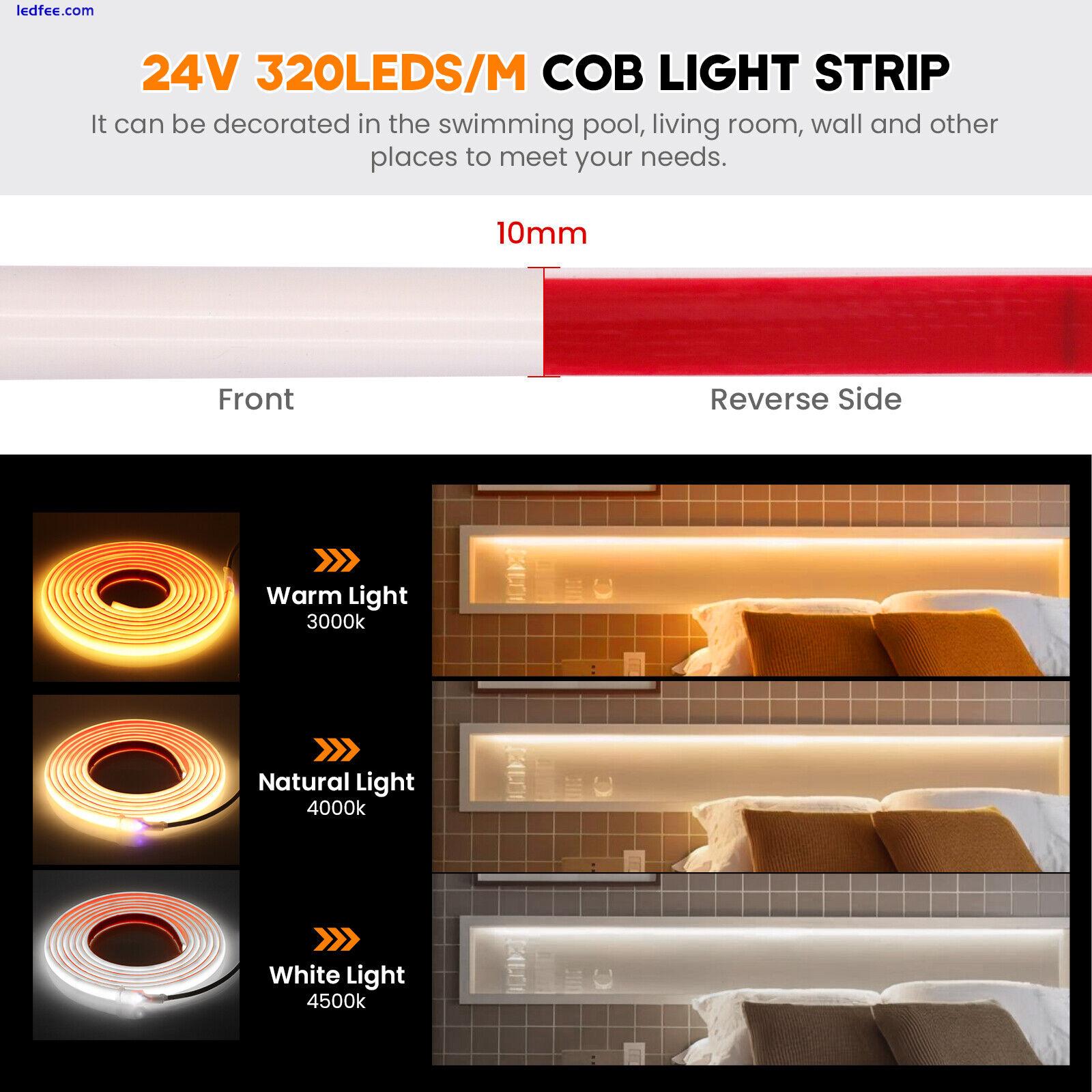 COB LED Strip 12V 24V 320LEDs/m High Density Tape Rope Lights IP68 Waterproof UK 3 