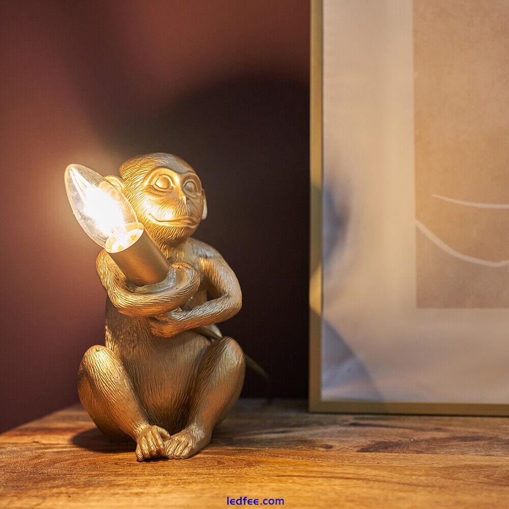 Animal Table Lamp Retro Monkey Holding Bulb 21CM Desk Bedroom Light LED Bulb 4 
