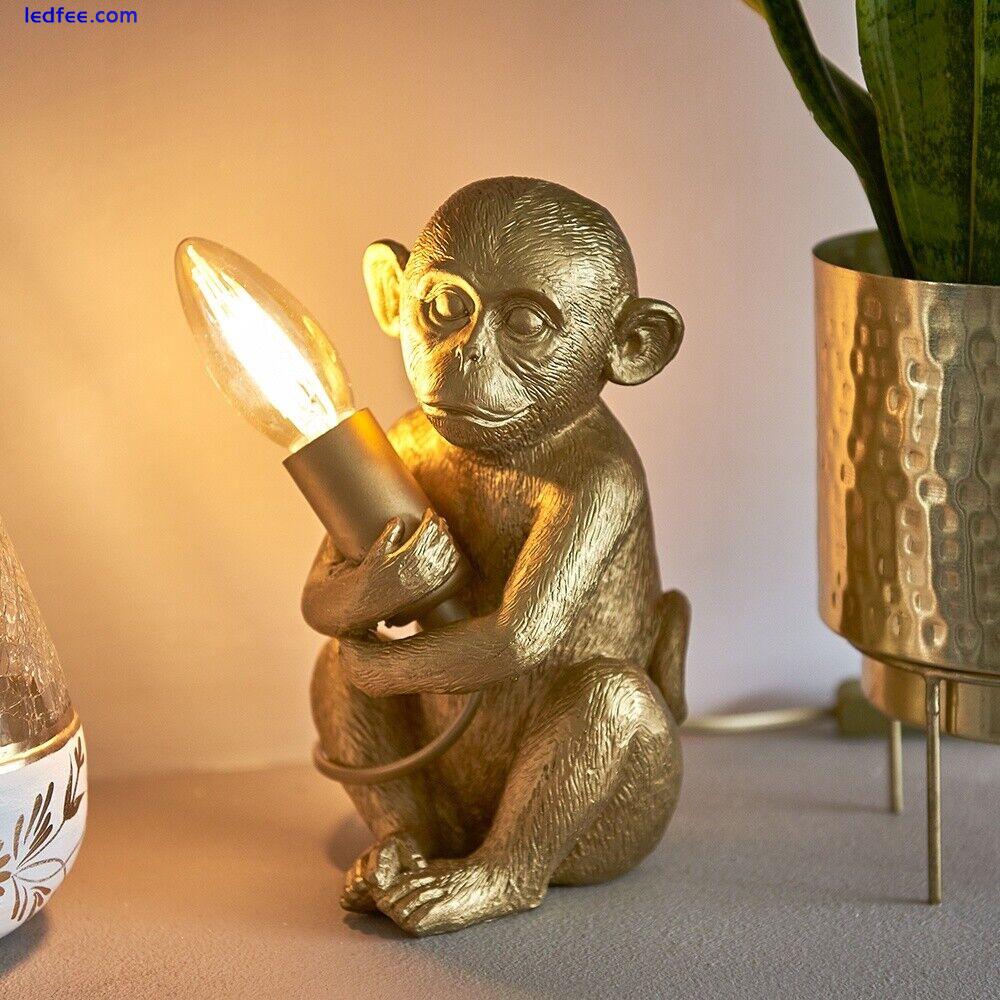 Animal Table Lamp Retro Monkey Holding Bulb 21CM Desk Bedroom Light LED Bulb 1 