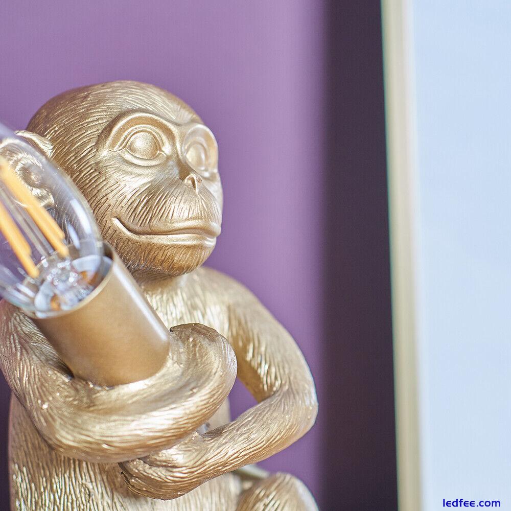 Animal Table Lamp Retro Monkey Holding Bulb 21CM Desk Bedroom Light LED Bulb 5 